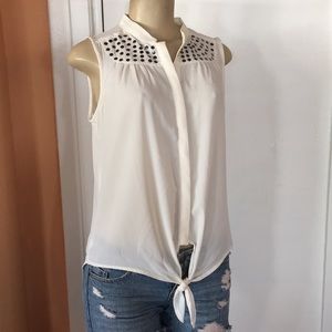 Off White Tie-Front Sumner Top